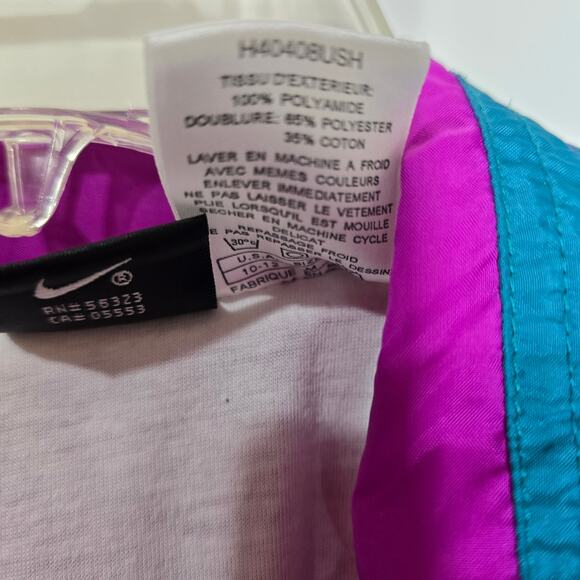 Retro Nike Track Windbreaker White/Purple/Green Vintage Blk/Wht Tag Size Med 90s - Picture 11 of 11